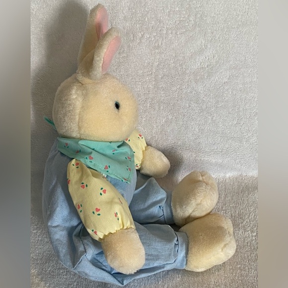 VTG Eden Bunny Rabbit Easter Plush Blue Romper Overalls Stuffed Toy 15” - Picture 3 of 13